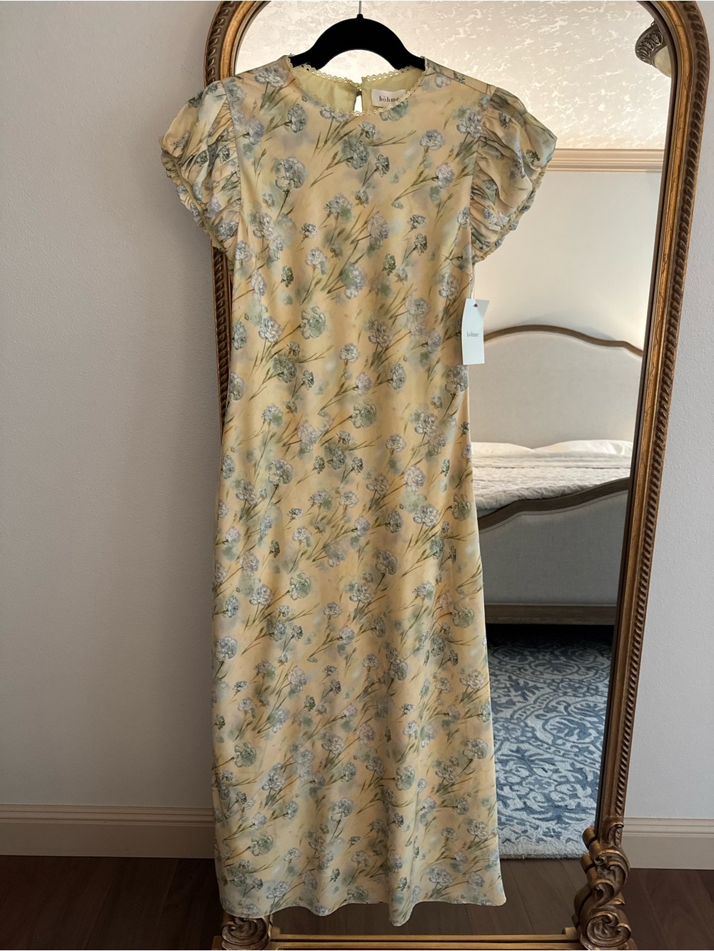 Brand New Böhme Butter Yellow Floral Puff-Sleeve Maxi Dress